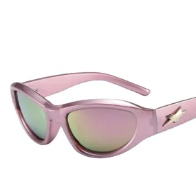 Fashion Mirror Colorful Goggle Luxury Oval Sports Y2K Punk Sunglasses