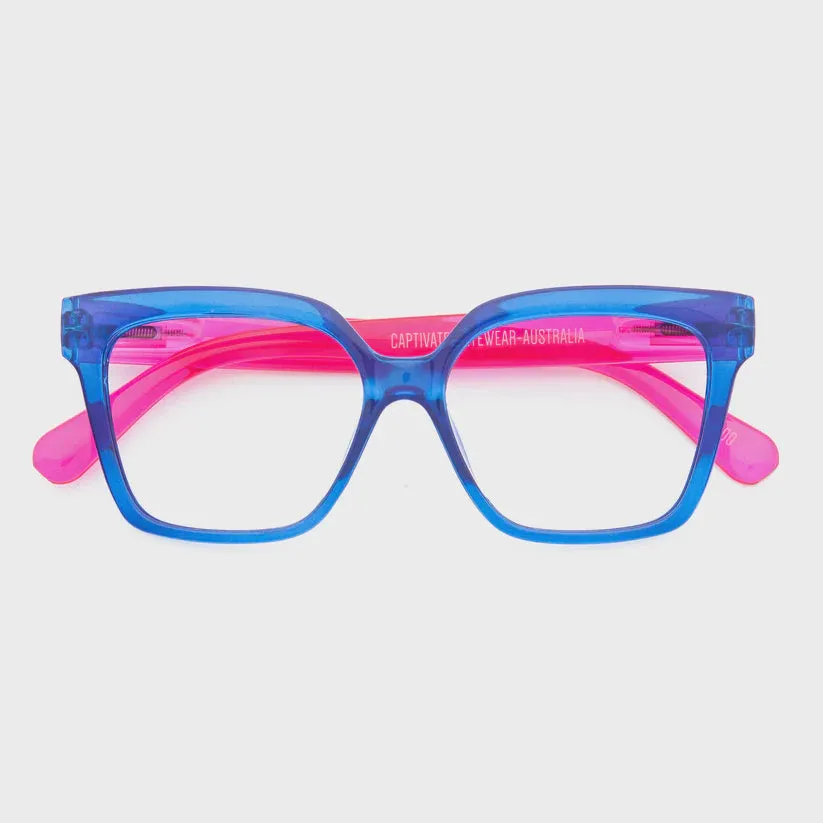 Georgia Reading Glasses in Blue / Pink