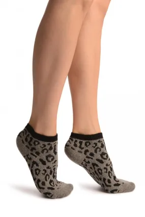 Grey Leopard Angora Footies Socks