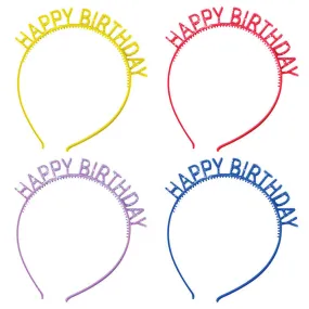 Happy Birthday Glitter Headbands 6" | 4ct