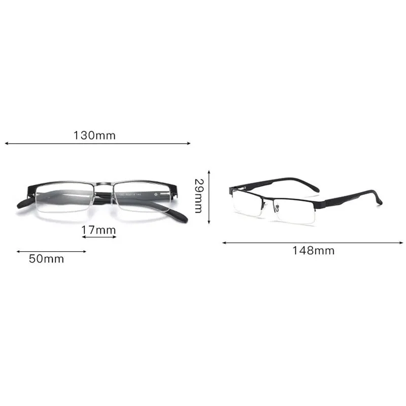 Hotochki Men's Semi Rim Alloy Frame Non Spherical Lens Reading Glasses 131