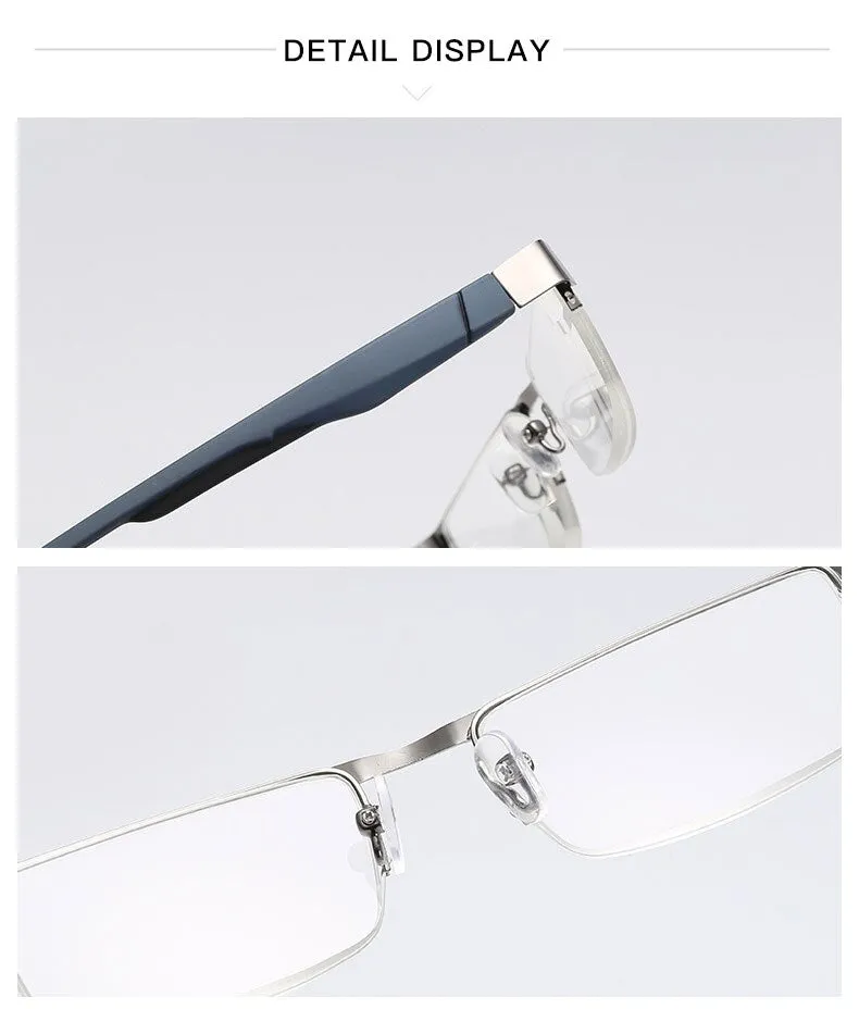 Hotochki Men's Semi Rim Alloy Frame Non Spherical Lens Reading Glasses 131