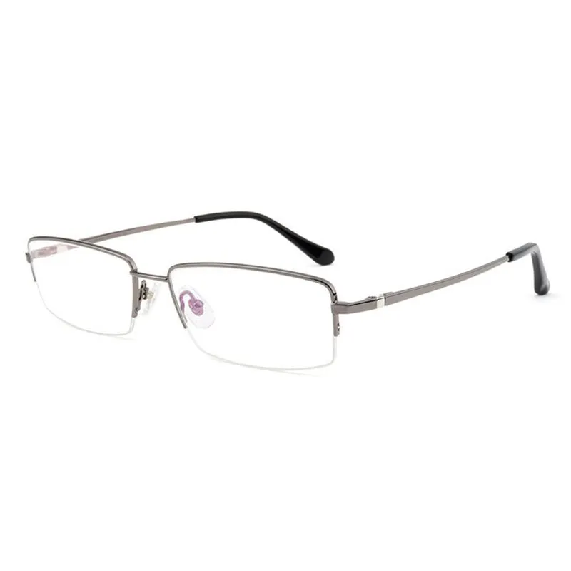 Hotochki Men's Semi Rim Square Titanium Progressive Reading Glasses D81075