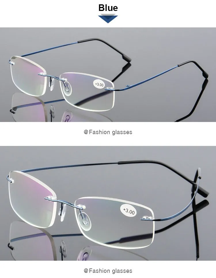 Hotochki Unisex Style 2 Rectangular Rimless Alloy Reading Glasses