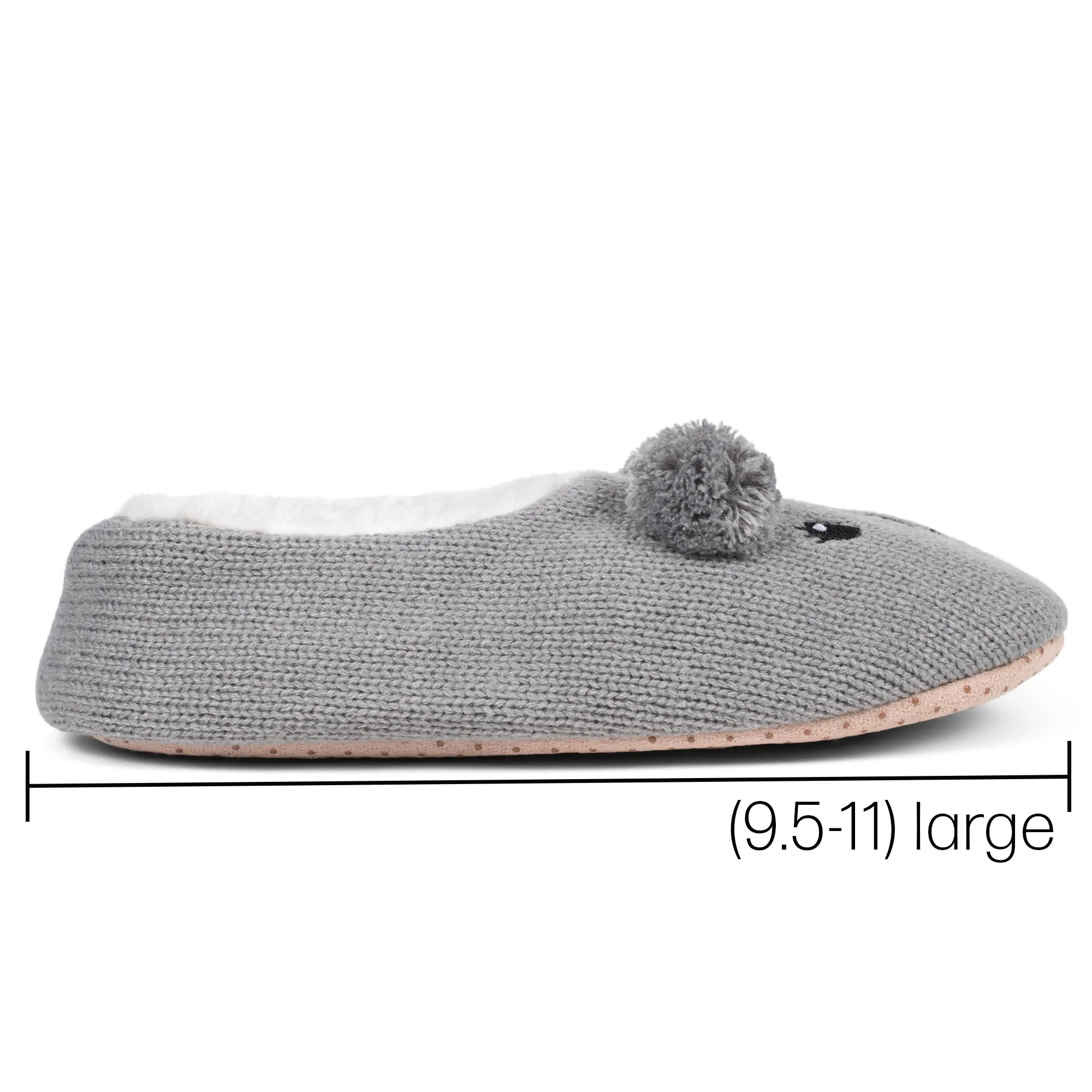 Koala Grey Women's Animal Cozy Plush Lined Non Slip Fuzzy Slipper - Large