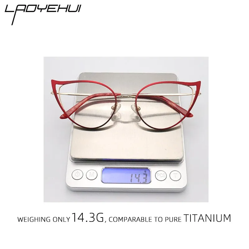 Laoyehui Women's Full Rim Cat Eye Alloy Frame Reading Glasses Anti Blue Light White 90161