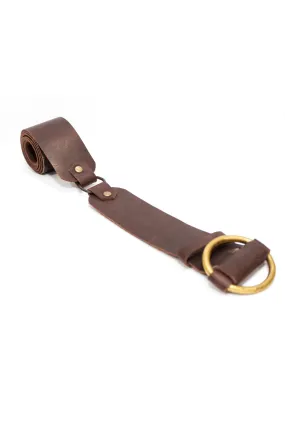 Leather Ring Belt Wide - chocolate