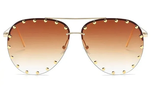 Metal Rivet Pilot Sunglasses