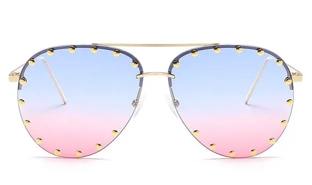 Metal Rivet Pilot Sunglasses