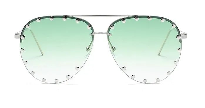 Metal Rivet Pilot Sunglasses