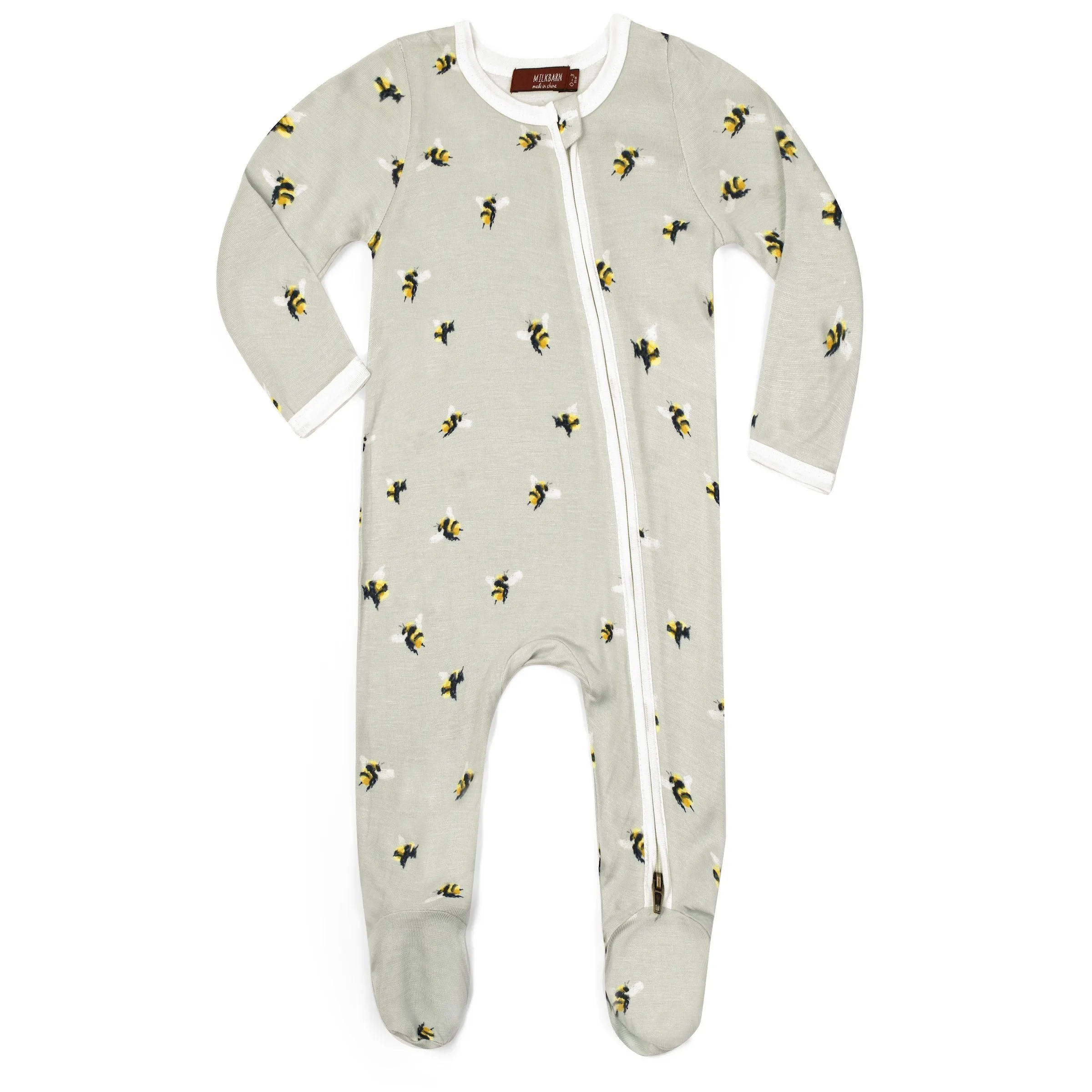 Milkbarn Kids Bamboo ZIPPER Footed Romper | Bumblebee