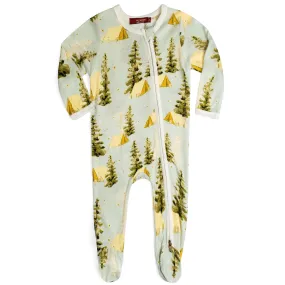 Milkbarn Kids Bamboo ZIPPER Footed Romper | Camping