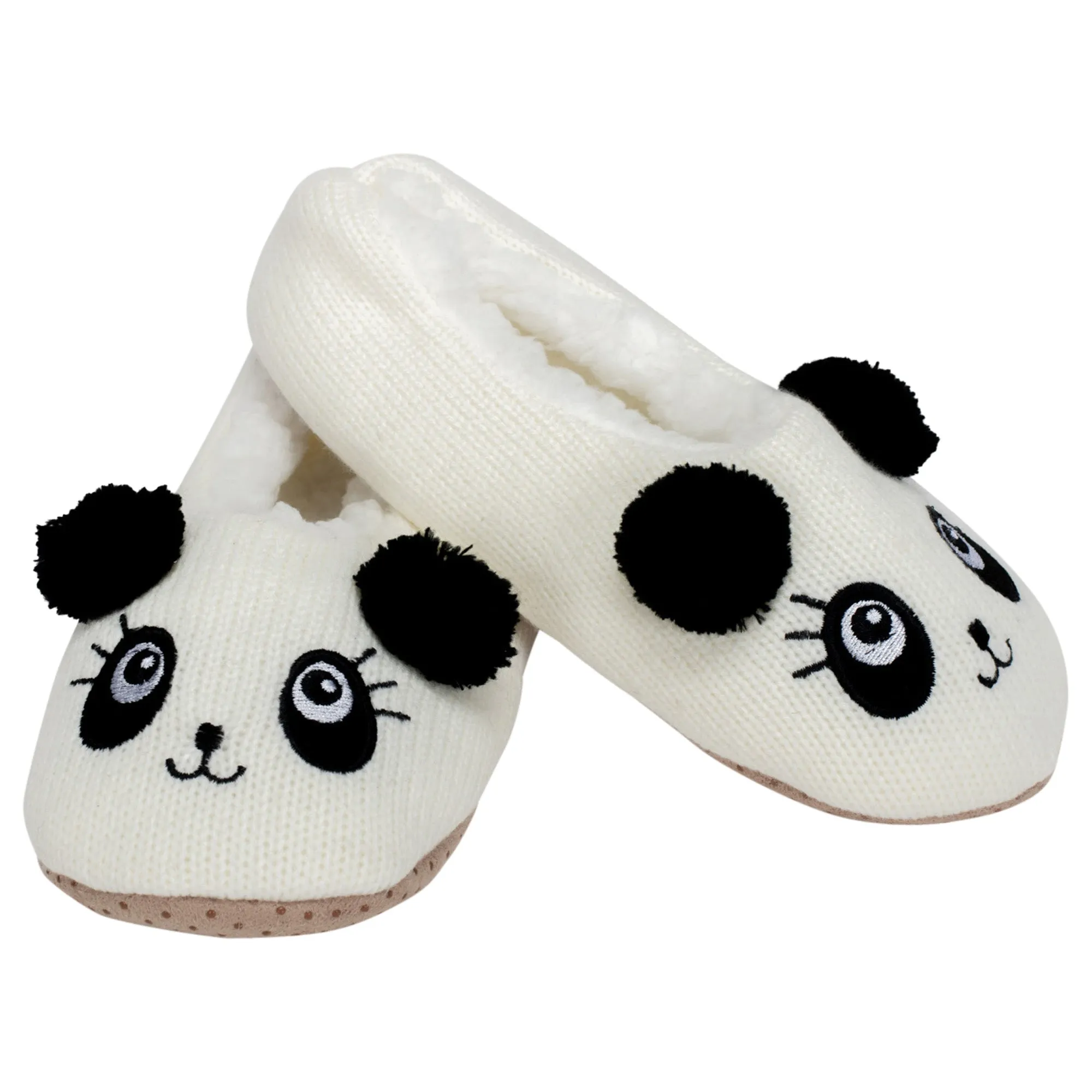 Panda Bear Womens Animal Cozy Indoor Plush Lined Non Slip Fuzzy Soft Slipper - Large