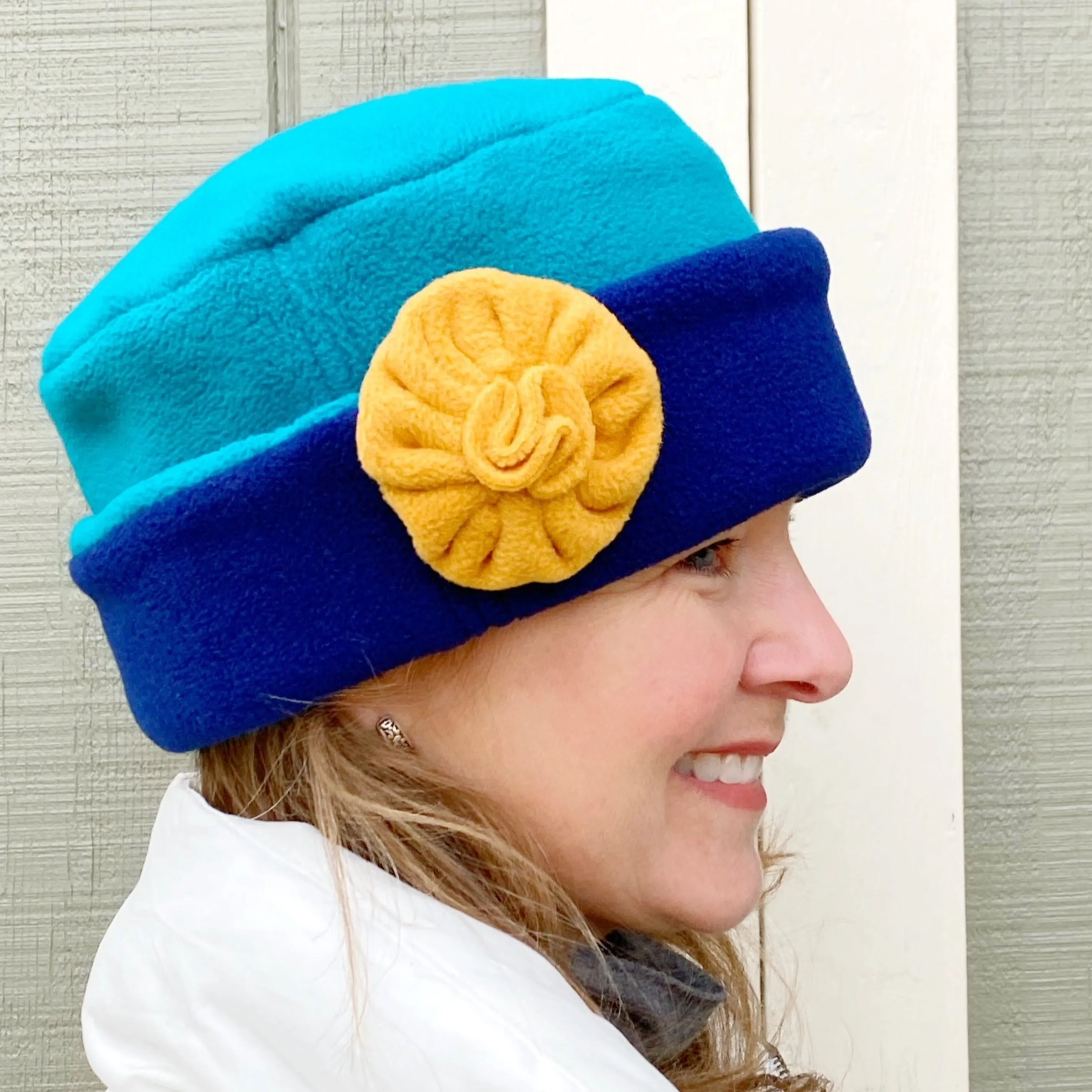 Pillbox Rolltop Fleece Hat for Women