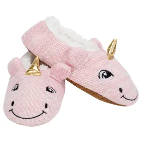 Pink Unicorn Womens Animal Cozy Indoor Plush Lined Non Slip Fuzzy Soft Slipper - Small