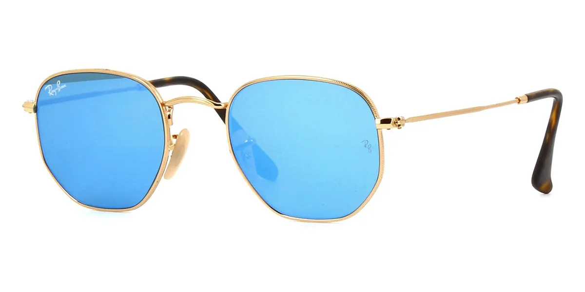 Ray-Ban RB 3548N 001/9O Hexagonal Gold with Flat Lens