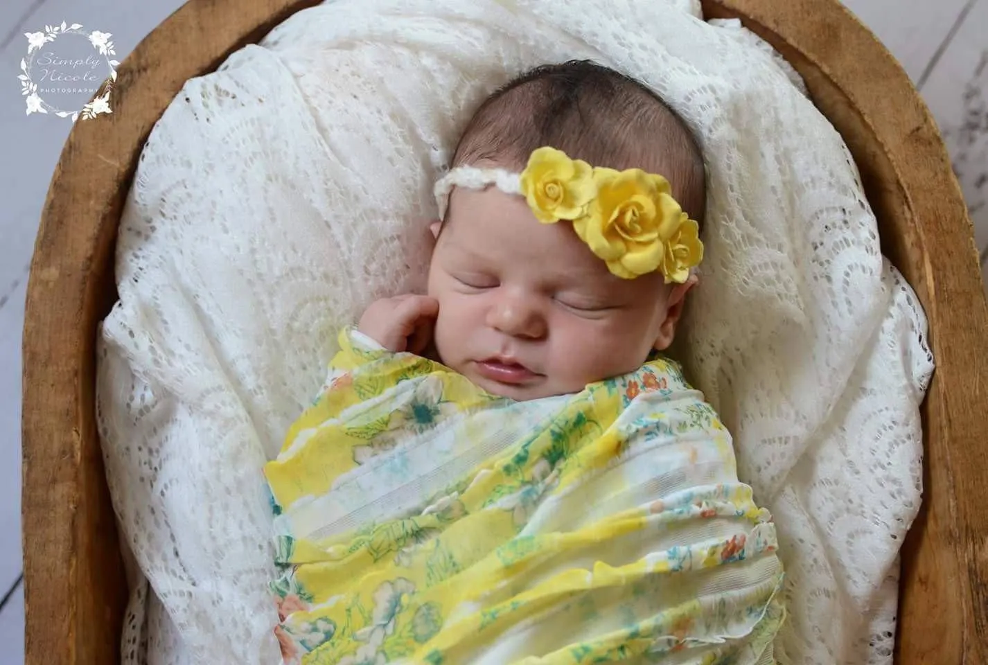 Ruffle Stretch Knit Wrap in Yellow Floral