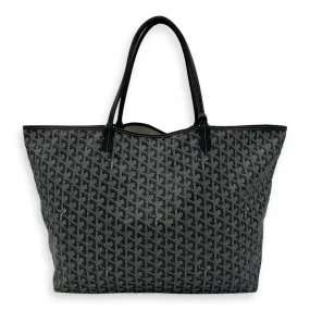 Saint Louis GM Grey Tote Bag in Coated Canvas, Silver hardware