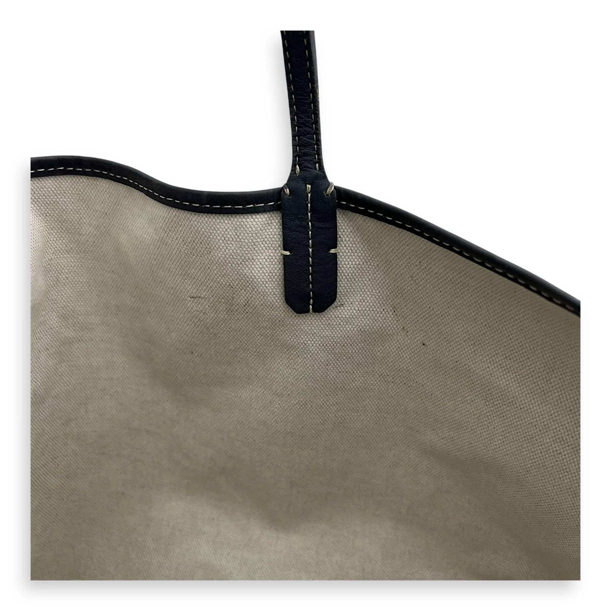 Saint Louis GM Grey Tote Bag in Coated Canvas, Silver hardware