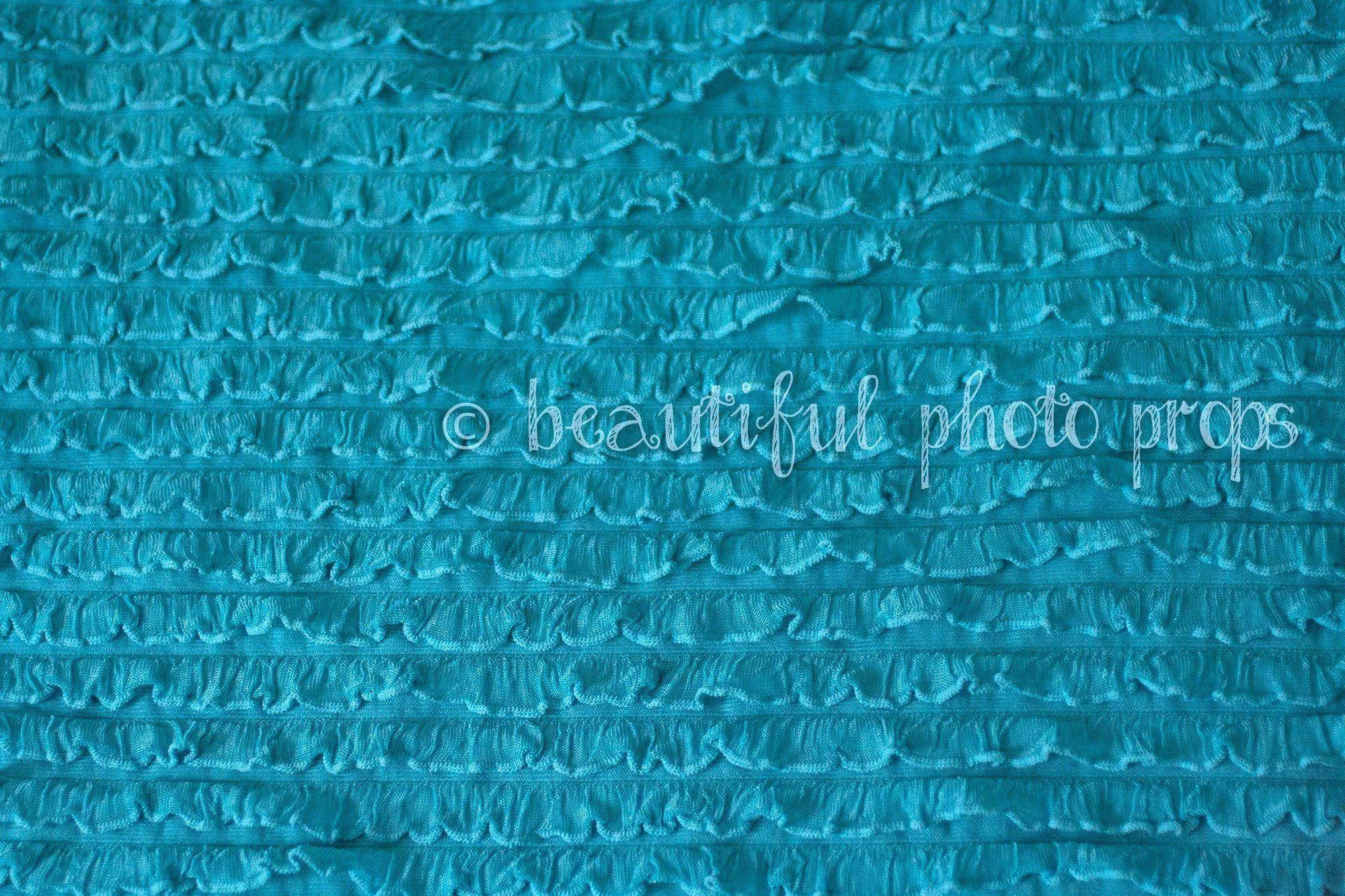 SALE Ruffle Stretch Knit Wrap in Aqua Blue 50X7