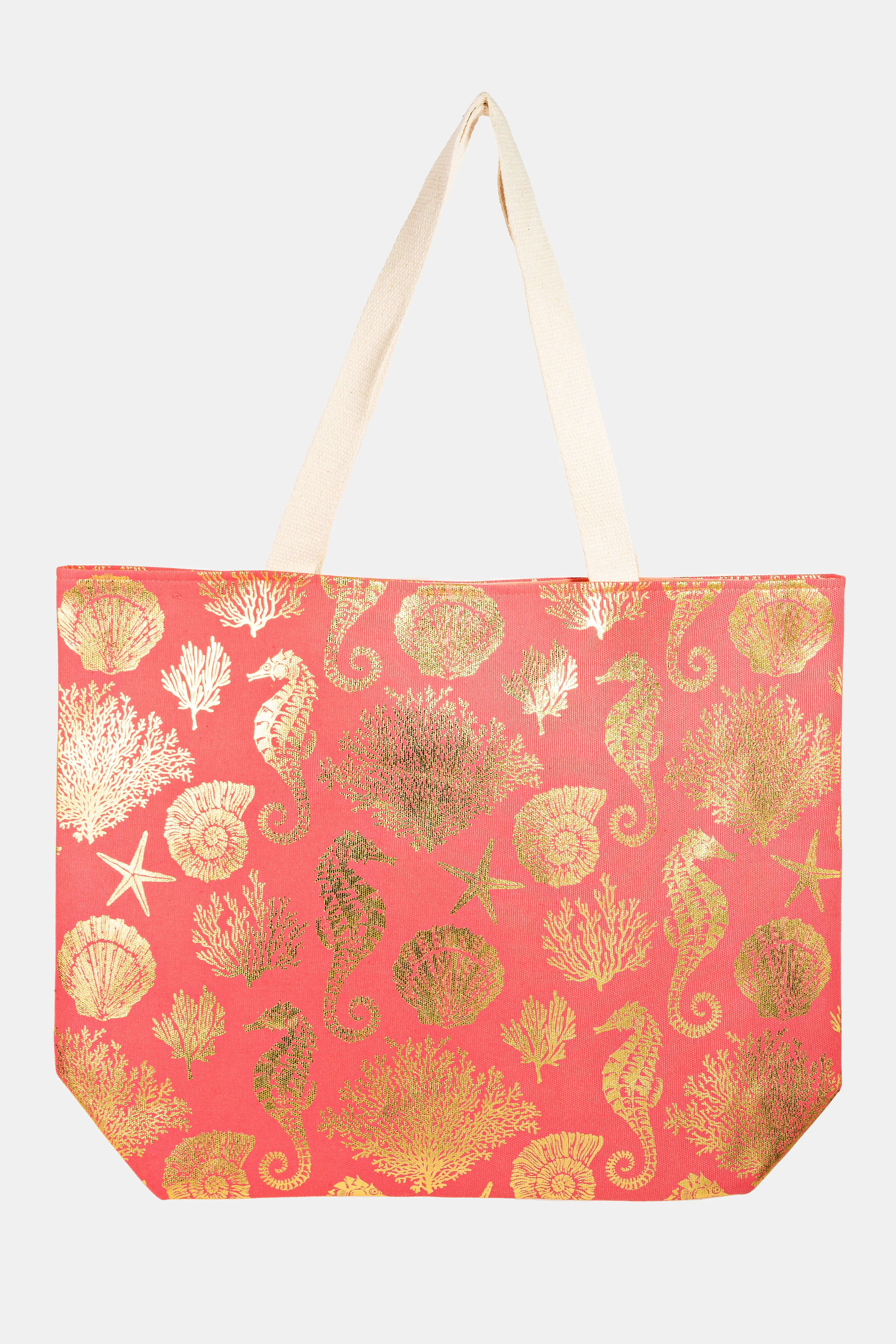 Sea Horse Starfish Print Tote Bag