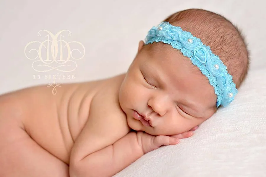 SET Turquoise Blue Headband and Stretch Knit Baby Wrap