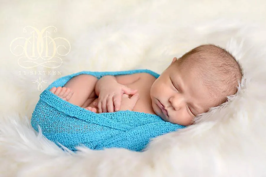 SET Turquoise Blue Headband and Stretch Knit Baby Wrap