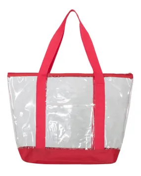 Two-tone Clear Tote Bag with Zipper