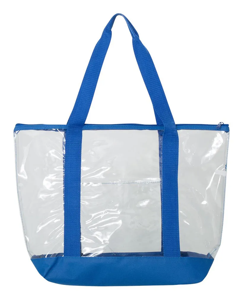 Two-tone Clear Tote Bag with Zipper