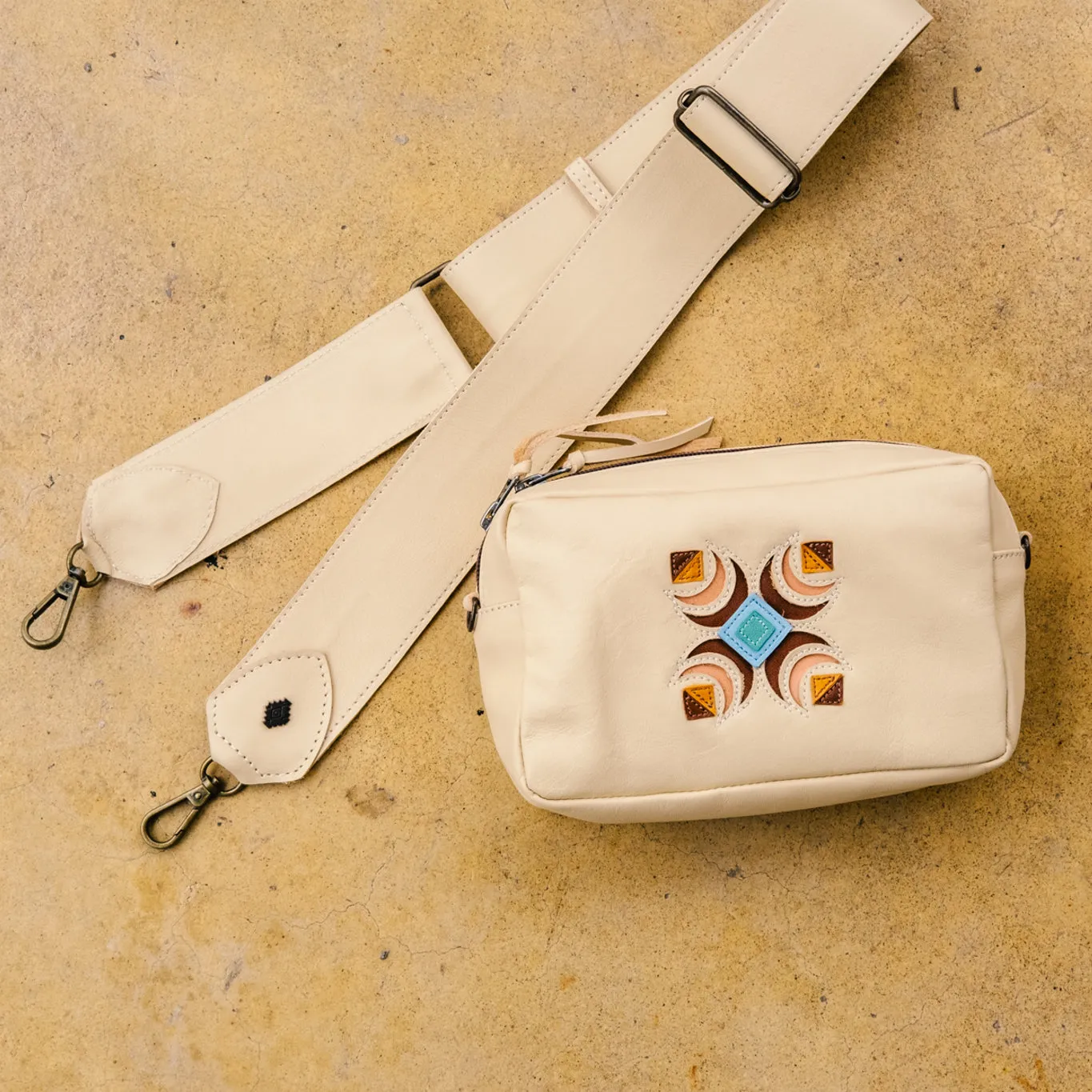 WANDER CROSSBODY BAG   STRAP SET - NENA STUDIO - FULL LEATHER - BUTTER