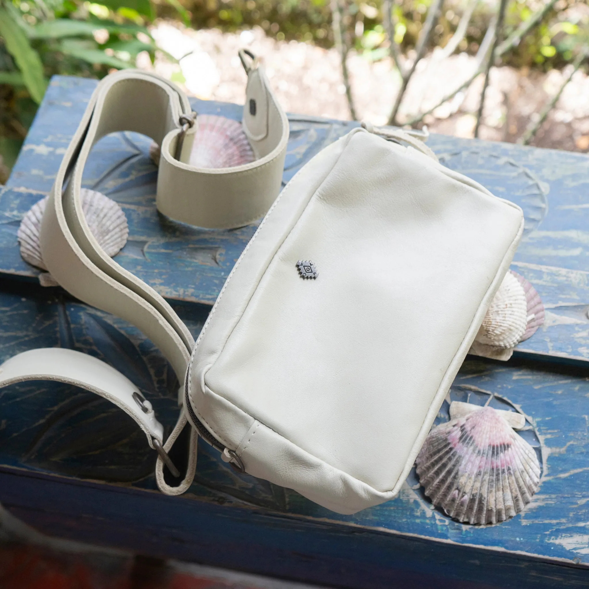 WANDER CROSSBODY BAG   WIDE STRAP SET - FULL LEATHER - BONE