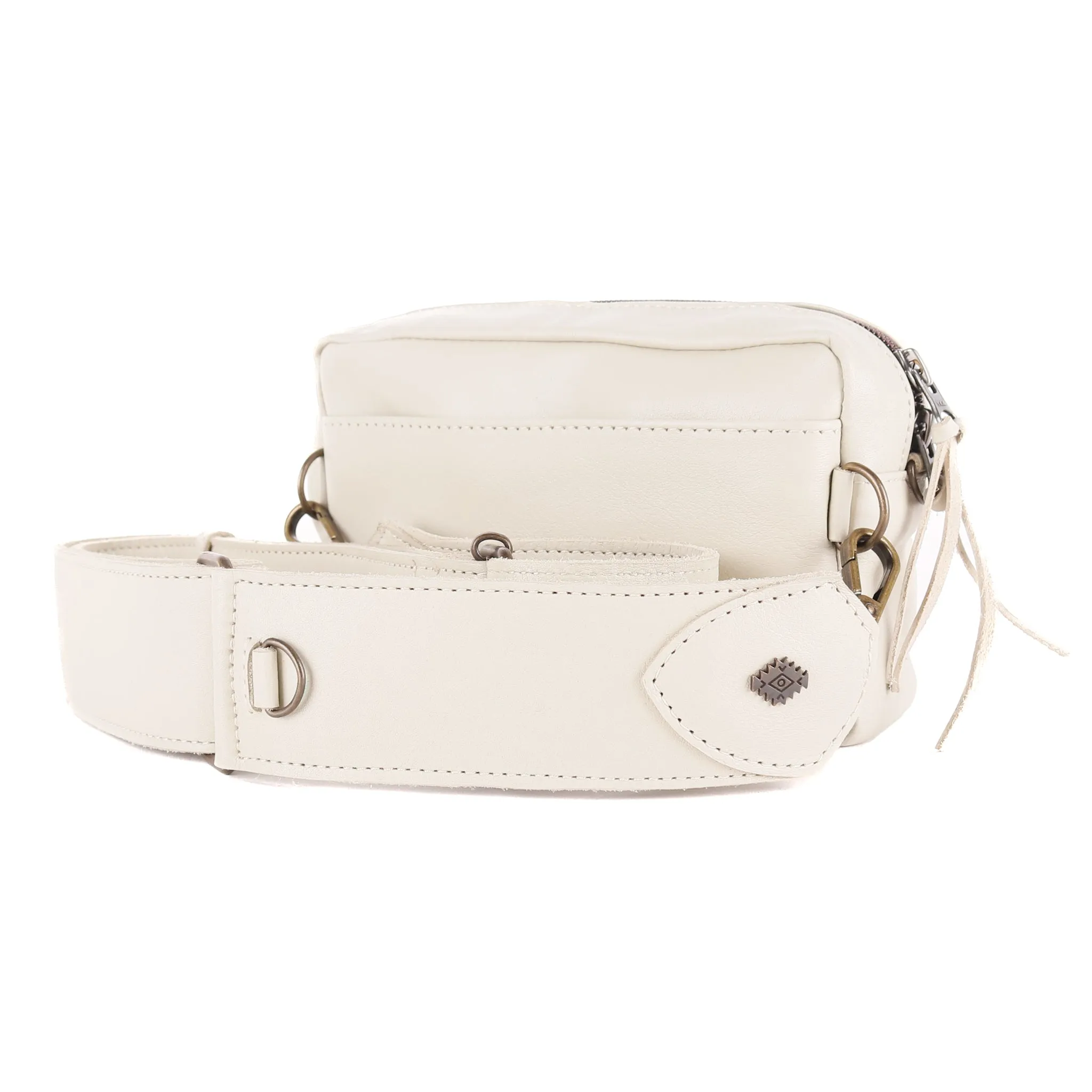 WANDER CROSSBODY BAG   WIDE STRAP SET - FULL LEATHER - BONE