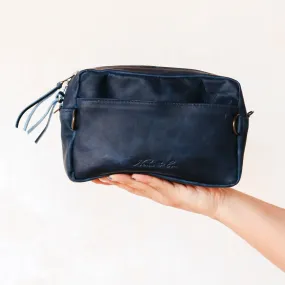 WANDER CROSSBODY BAG   WIDE STRAP SET - FULL LEATHER - NAVY