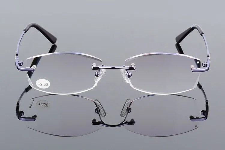 Women's Rimless Diamond Trimming Reading Glasses Alloy W03