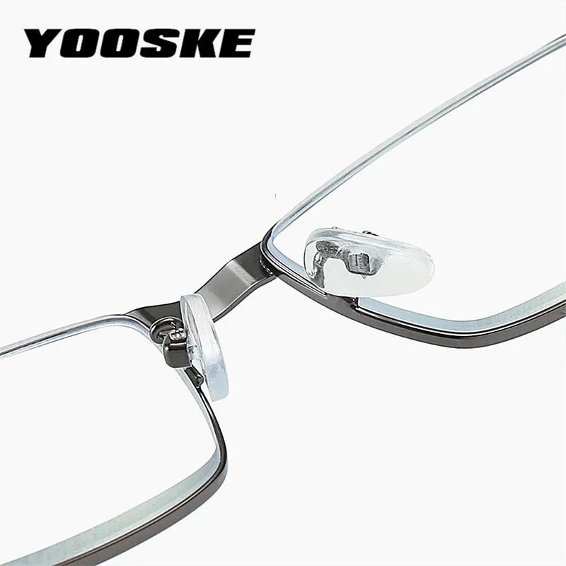 Yooske Men's Full Rim Square Stainless Steel Reading Glasses 9121