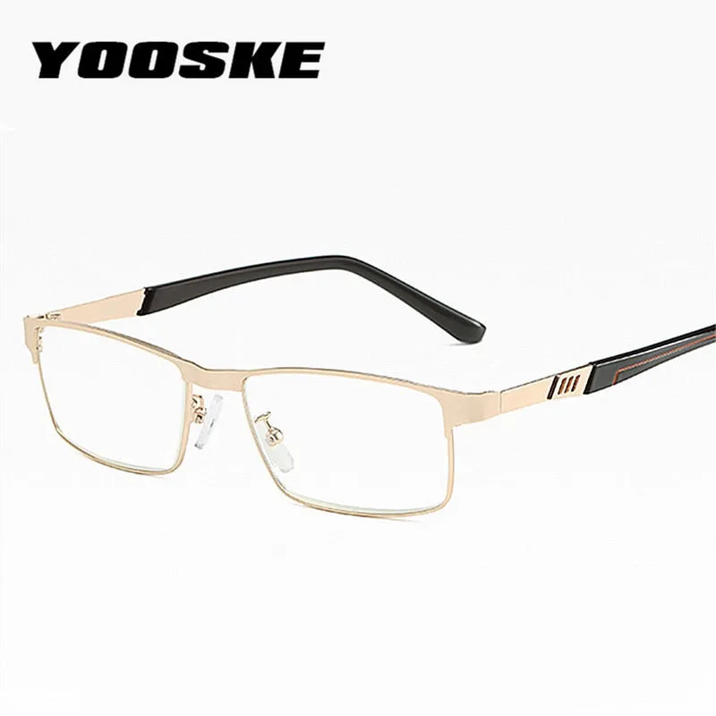 Yooske Men's Full Rim Square Stainless Steel Reading Glasses 9121