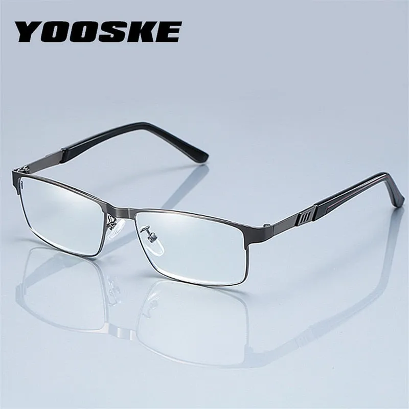 Yooske Men's Full Rim Square Stainless Steel Reading Glasses 9121